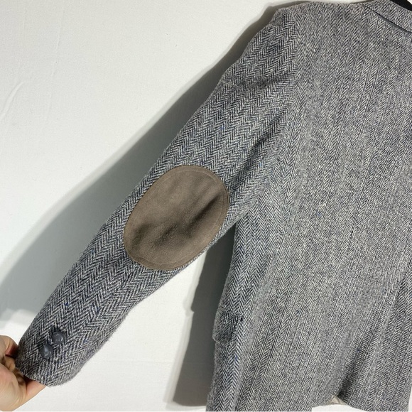 Vintage Harris Tweed Leishman Classic Grey Wool Herringbone Blazer 46R - Picture 11 of 16